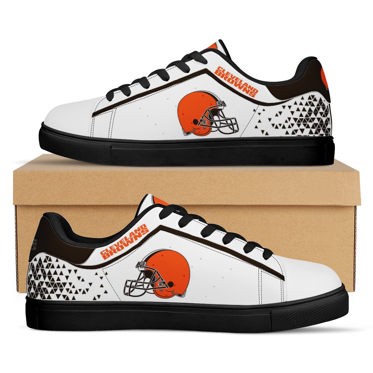 Women's Cleveland Browns Low Top Leather Sneakers 002