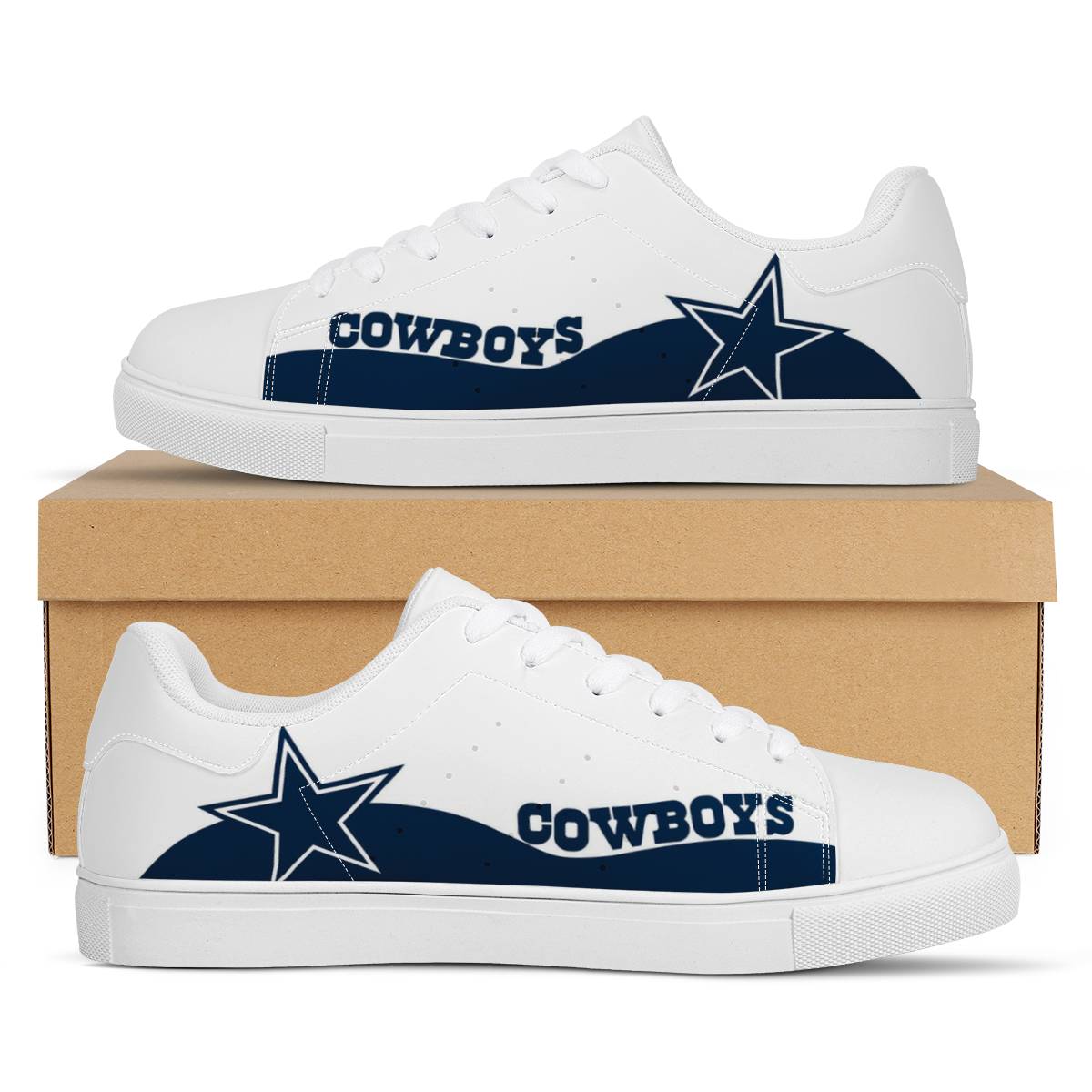 Men's Dallas Cowboys Low Top Leather Sneakers 003