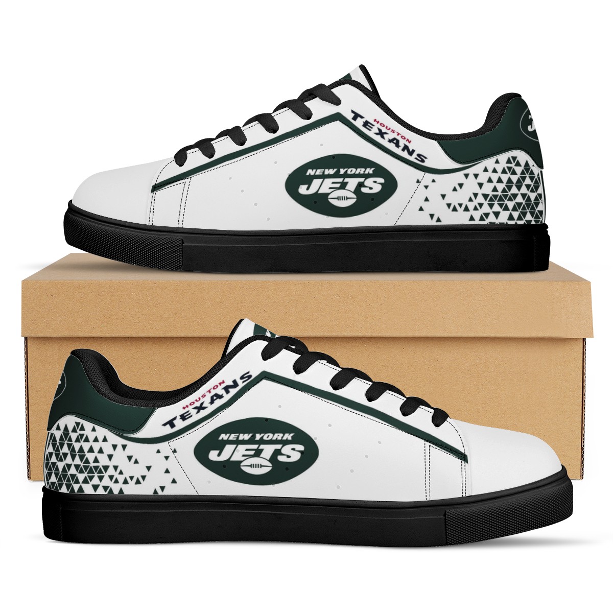 Men's New York Jets Low Top Leather Sneakers 001