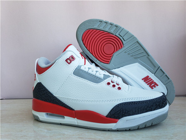Men's Running weapon Air Jordan 3  White/Red/Black Shoes 044