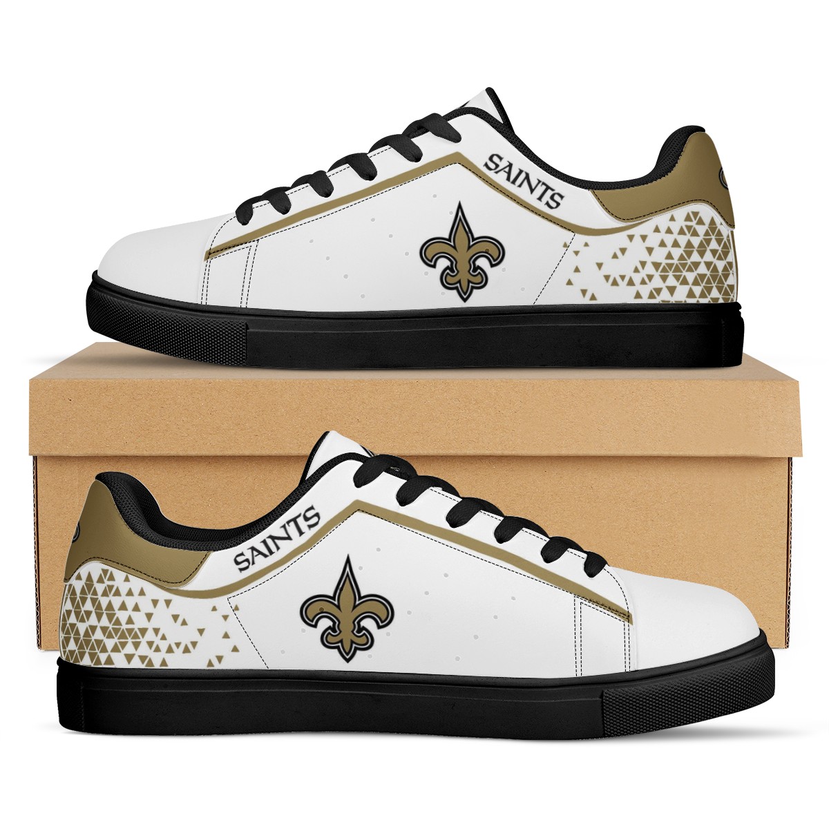 Women's New Orleans Saints Low Top Leather Sneakers 001