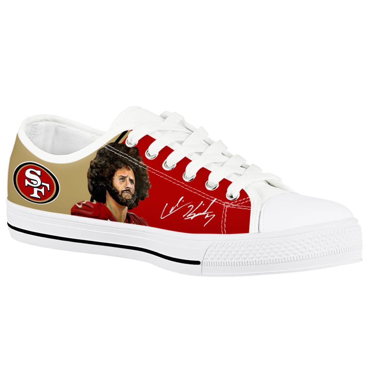 Women's San Francisco 49ers Low Top Canvas Sneakers 006