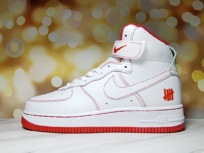 Women's Air Force 1 High Top White/Red Shoes 0198 Women's Air Force 1 High Top White/Red Shoes 0198