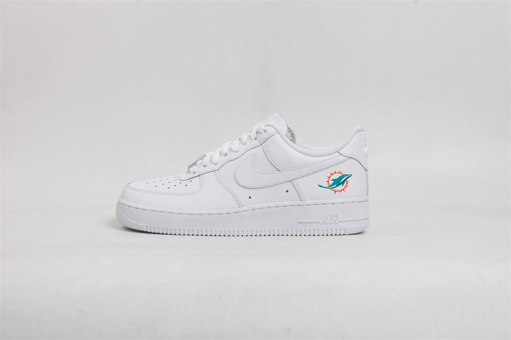 Women's Miami Dolphins Air Force 1 White Shoes 001