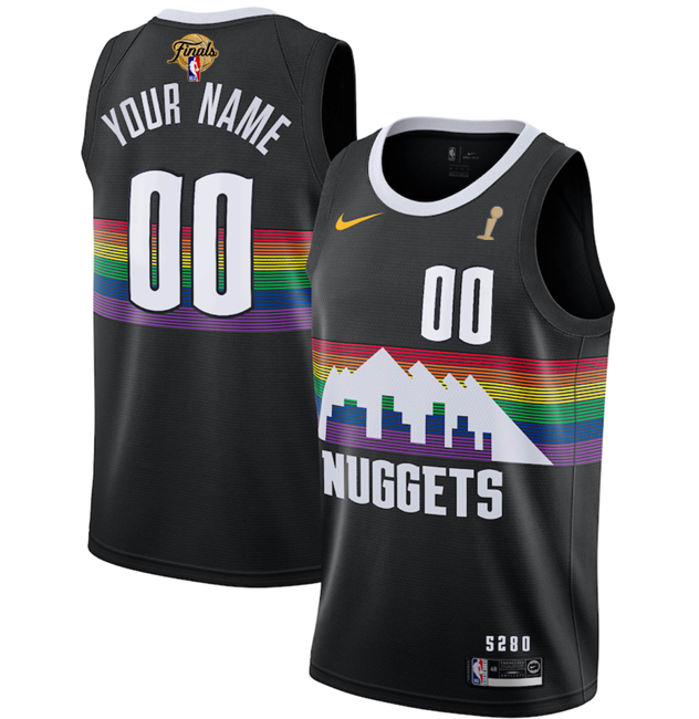 Men's Denver Nuggets Active Player Custom Black 2023 Finals Champions City Edition Stitched Basketball Jersey Men's Denver Nuggets Active Player Custom Black 2023 Finals Champions City Edition Stitched Basketball Jersey