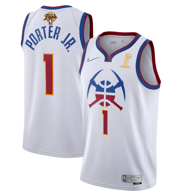 Men's Denver Nuggets #1 Michael Porter Jr. White 2023 Finals Earned Edition Stitched Basketball Jersey Men's Denver Nuggets #1 Michael Porter Jr. White 2023 Finals Earned Edition Stitched Basketball Jersey