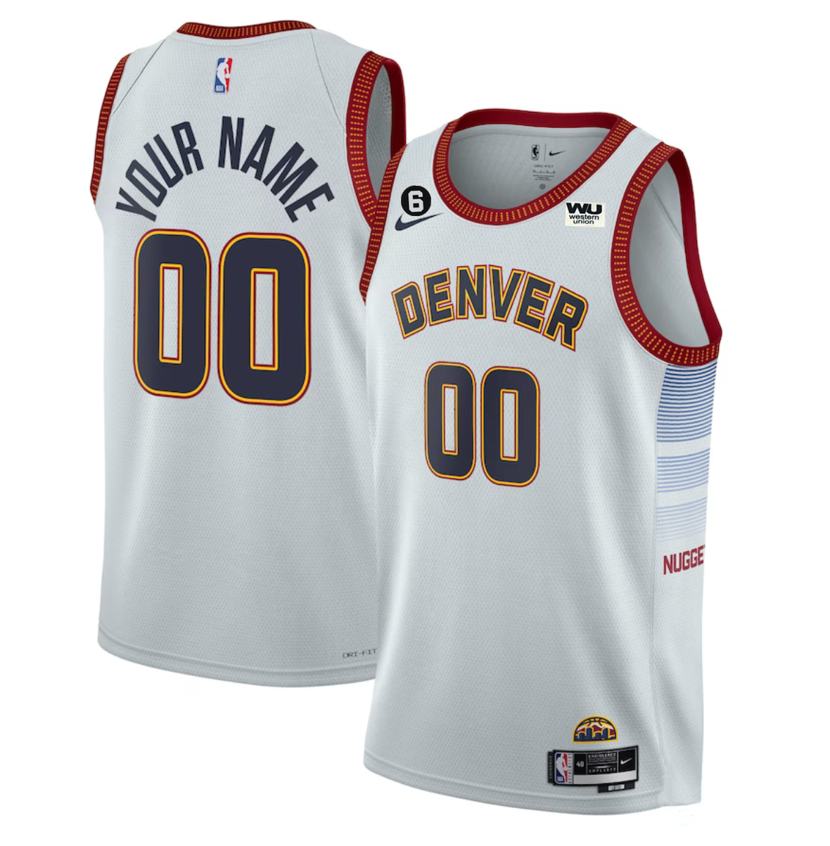 Men's Denver Nuggets Active Player Custom White 2022/23 Icon Edition With NO.6 Patch Stitched Jersey Men's Denver Nuggets Active Player Custom White 2022/23 Icon Edition With NO.6 Patch Stitched Jersey
