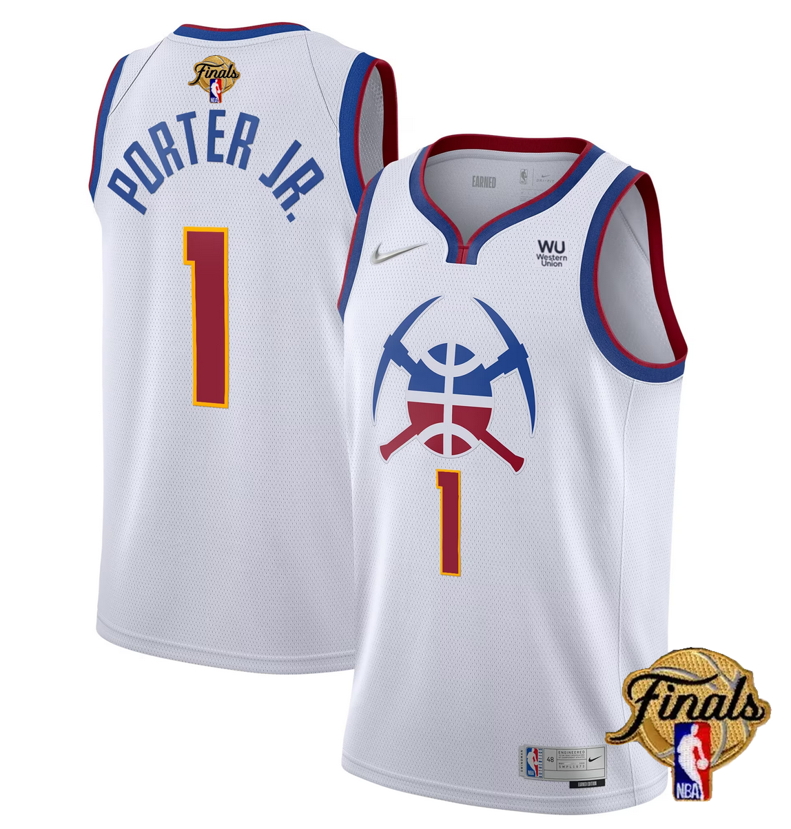 Men's Denver Nuggets #1 Michael Porter Jr. White 2023 Finals Earned Edition Stitched Basketball Jersey Men's Denver Nuggets #1 Michael Porter Jr. White 2023 Finals Earned Edition Stitched Basketball Jersey