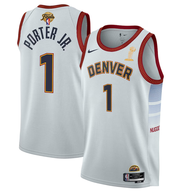 Men's Denver Nuggets #1 Michael Porter Jr. White 2023 Finals Champions Icon Edition Stitched Basketball Jersey Men's Denver Nuggets #1 Michael Porter Jr. White 2023 Finals Champions Icon Edition Stitched Basketball Jersey