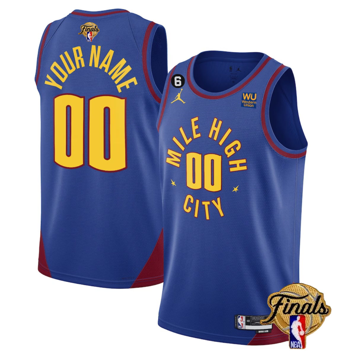 Denver Nuggets Customized Blue 2023 Finals Statement Edition With NO.6 Patch Stitched Jersey
