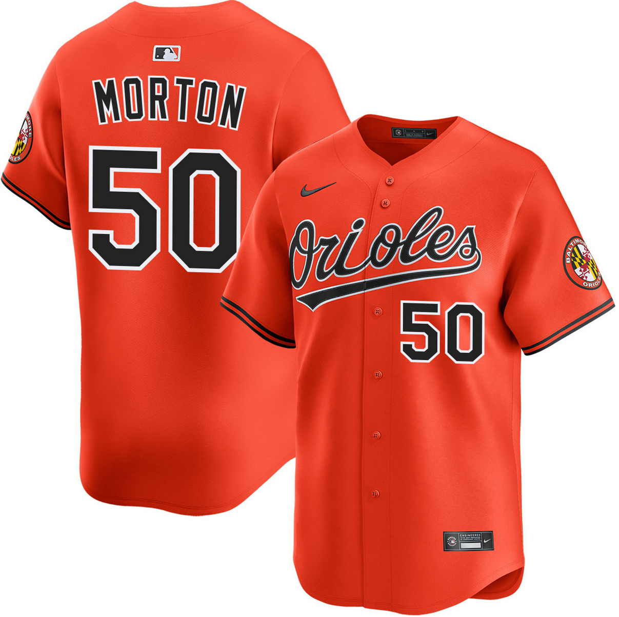 Men's Baltimore Orioles #50 Charlie Morton Orange 2025 2nd Alternate Limited Stitched Baseball Jersey Men's Baltimore Orioles #50 Charlie Morton Orange 2025 2nd Alternate Limited Stitched Baseball Jersey