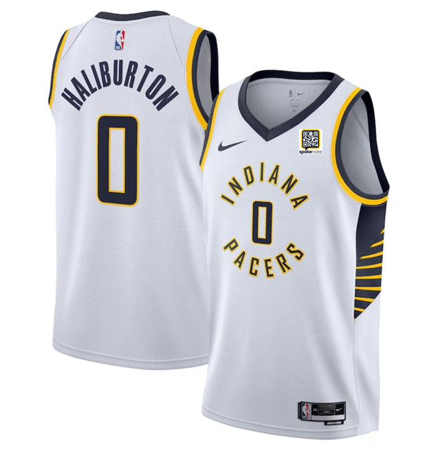 Men's Indiana Pacers #0 Tyrese Haliburton White Association Edition Stitched Basketball Jersey