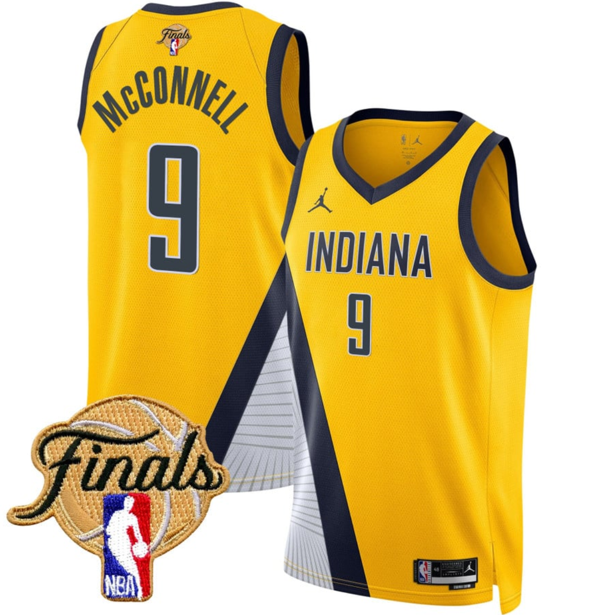 Men's Indiana Pacers #9 T.J. McConnell Yellow 2025 Finals Statement Edition Stitched Basketball Jersey Men's Indiana Pacers #9 T.J. McConnell Yellow 2025 Finals Statement Edition Stitched Basketball Jersey