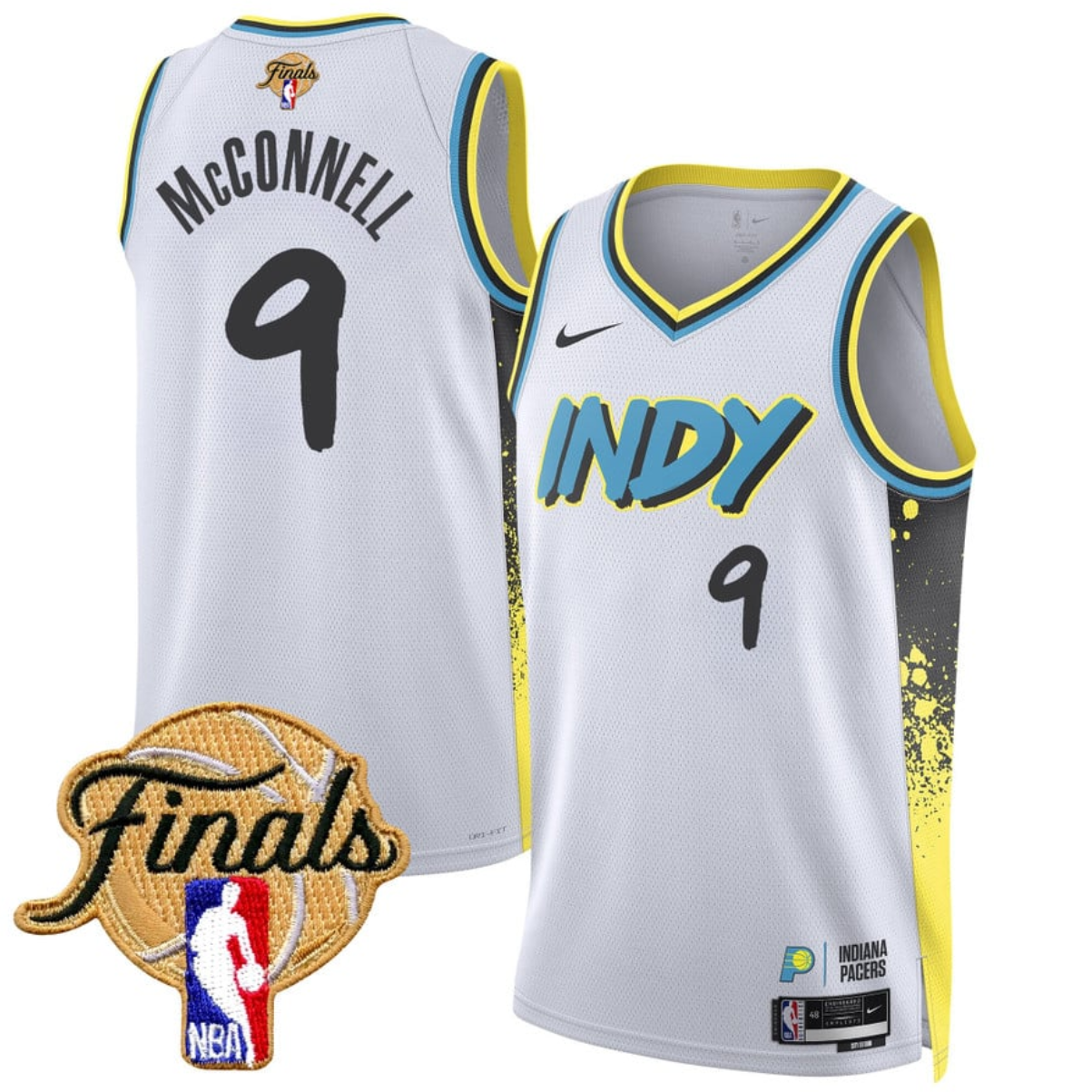Men's Indiana Pacers #9 T.J. McConnell White 2024/25 City Edition Stitched Basketball Jersey
