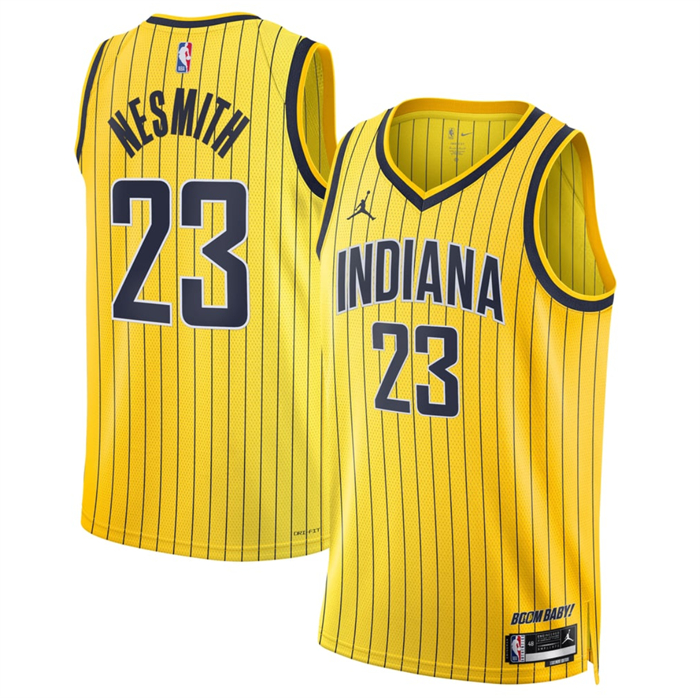 Men's Indiana Pacers #23 Aaron Nesmith Yellow 2026/27 Statement Edition Stitched Basketball Jersey