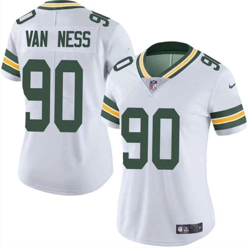 Women's Green Bay Packers #90 Lukas Van Ness White Vapor Untouchable Limited Stitched Jersey(Run Small) Women's Green Bay Packers #90 Lukas Van Ness White Vapor Untouchable Limited Stitched Jersey(Run Small)