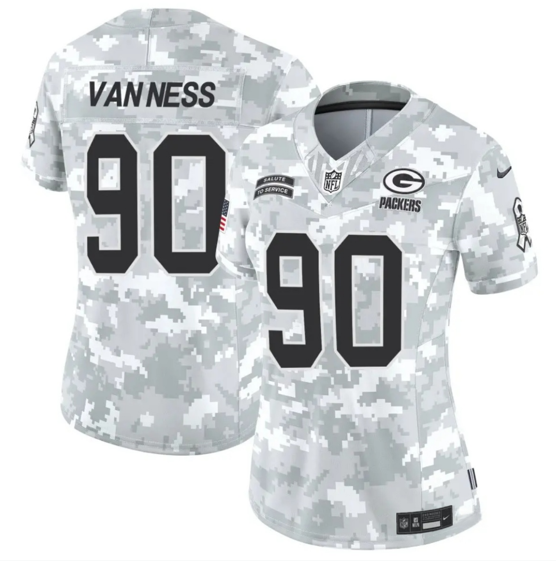 Women's Green Bay Packers #90 Lukas Van Ness 2024 F.U.S.E Arctic Camo Salute to Service Limited Stitched Football Jersey(Run Small) Women's Green Bay Packers #90 Lukas Van Ness 2024 F.U.S.E Arctic Camo Salute to Service Limited Stitched Football Jersey(Run Small)