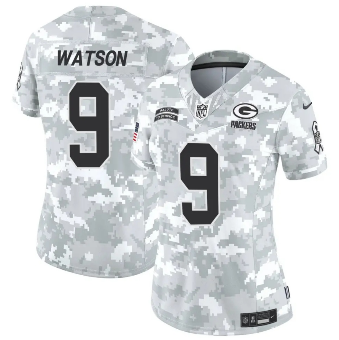 Women's Green Bay Packers #9 Christian Watson 2024 F.U.S.E Arctic Camo Salute to Service Limited Stitched Football Jersey(Run Small) Women's Green Bay Packers #9 Christian Watson 2024 F.U.S.E Arctic Camo Salute to Service Limited Stitched Football Jersey(Run Small)