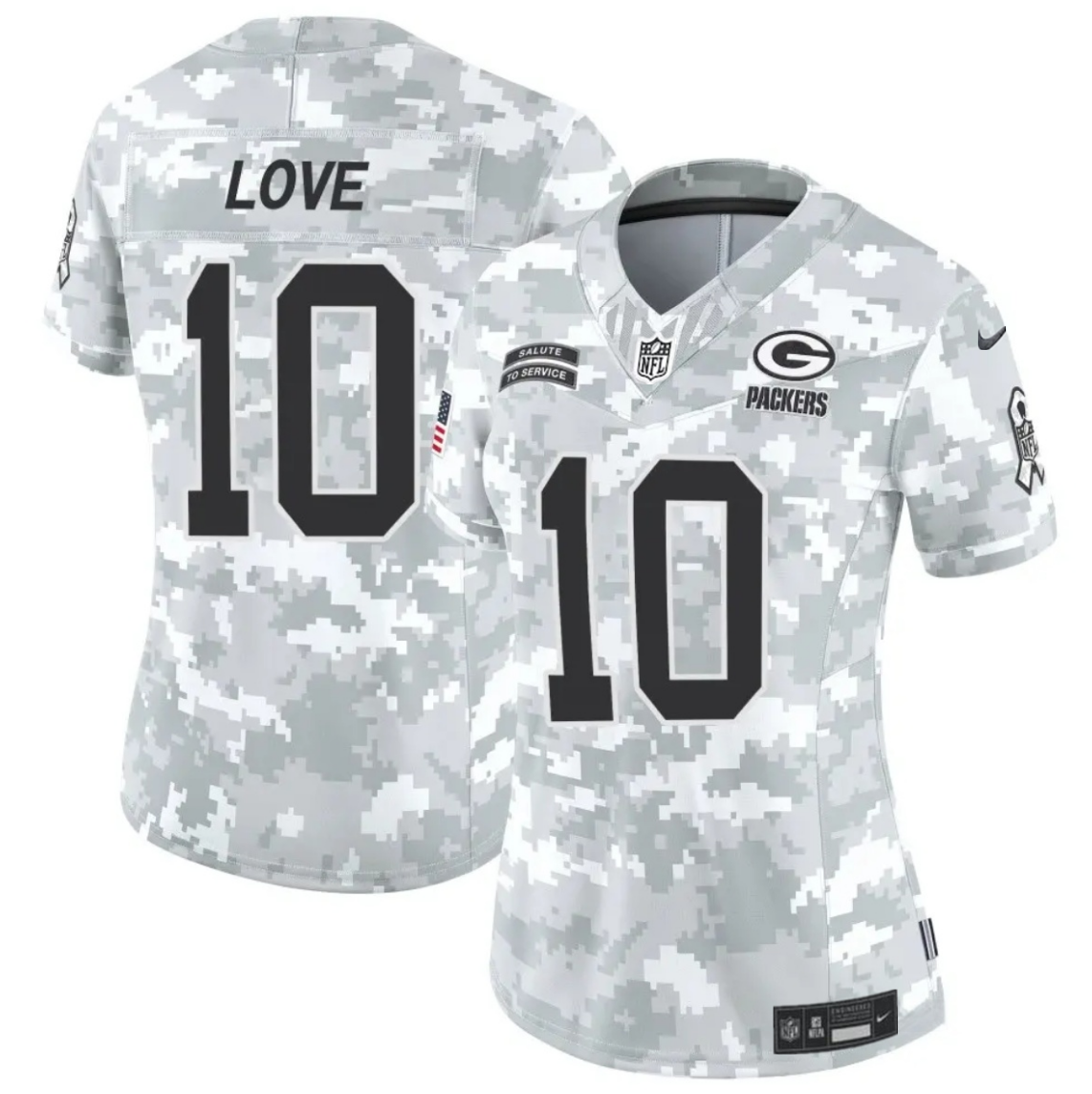 Women's Green Bay Packers #10 Jordan Love 2024 F.U.S.E Arctic Camo Salute to Service Limited Stitched Football Jersey(Run Small) Women's Green Bay Packers #10 Jordan Love 2024 F.U.S.E Arctic Camo Salute to Service Limited Stitched Football Jersey(Run Small)