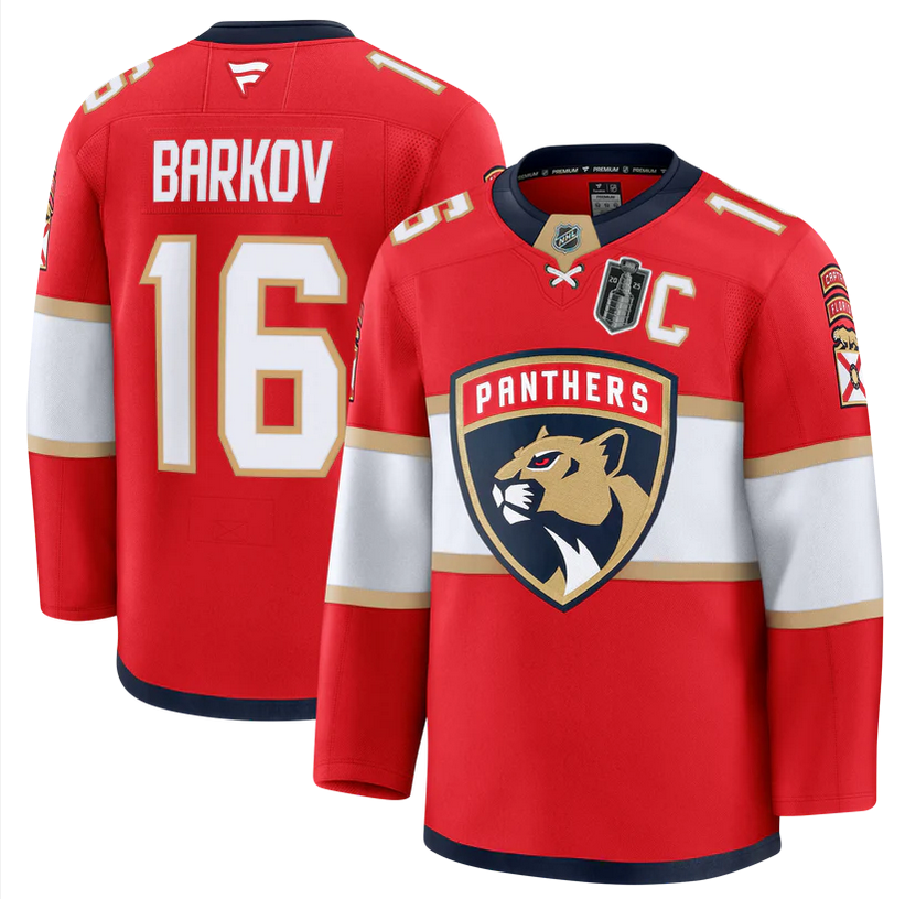 Men's Florida Panthers #16 Aleksander Barkov Red 2025 Stanley Cup Final Patch Stitched Hockey Jersey Men's Florida Panthers #16 Aleksander Barkov Red 2025 Stanley Cup Final Patch Stitched Hockey Jersey