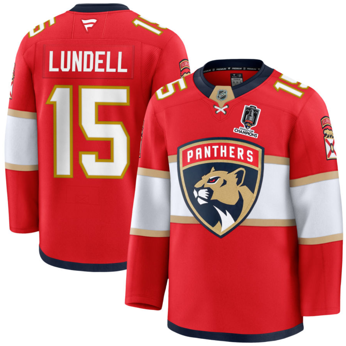 Men's Florida Panthers #15 Anton Lundell Red Home 2025 Stanley Cup Champions Patch Stitched Hockey Jersey Men's Florida Panthers #15 Anton Lundell Red Home 2025 Stanley Cup Champions Patch Stitched Hockey Jersey