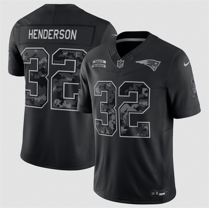 Youth New England Patriots #32 TreVeyon Henderson Black 2026 Salute to Service Limited Stitched Football Jersey(Run Small)