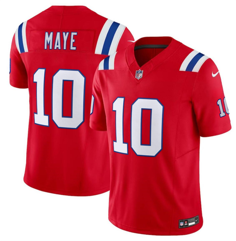Youth New England Patriots #10 Drake Maye Red 2024 Draft F.U.S.E. Vapor Limited Stitched Football Jersey