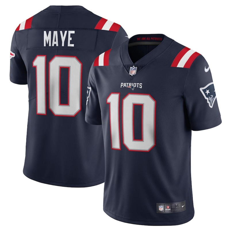 Youth New England Patriots #10 Drake Maye Navy 2024 Draft Vapor Limited Stitched Football Jersey