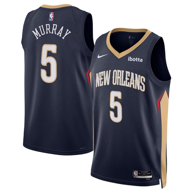 Men's New Orleans Pelicans #5 Dejounte Murray Navy Icon Edition Stitched Basketball Jersey Men's New Orleans Pelicans #5 Dejounte Murray Navy Icon Edition Stitched Basketball Jersey