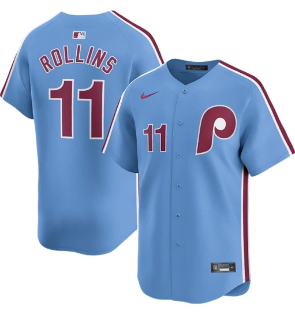 Men's Philadelphia Phillies #11 Jimmy Rollins Light Blue Alternate Limited Stitched Jersey Men's Philadelphia Phillies #11 Jimmy Rollins Light Blue Alternate Limited Stitched Jersey