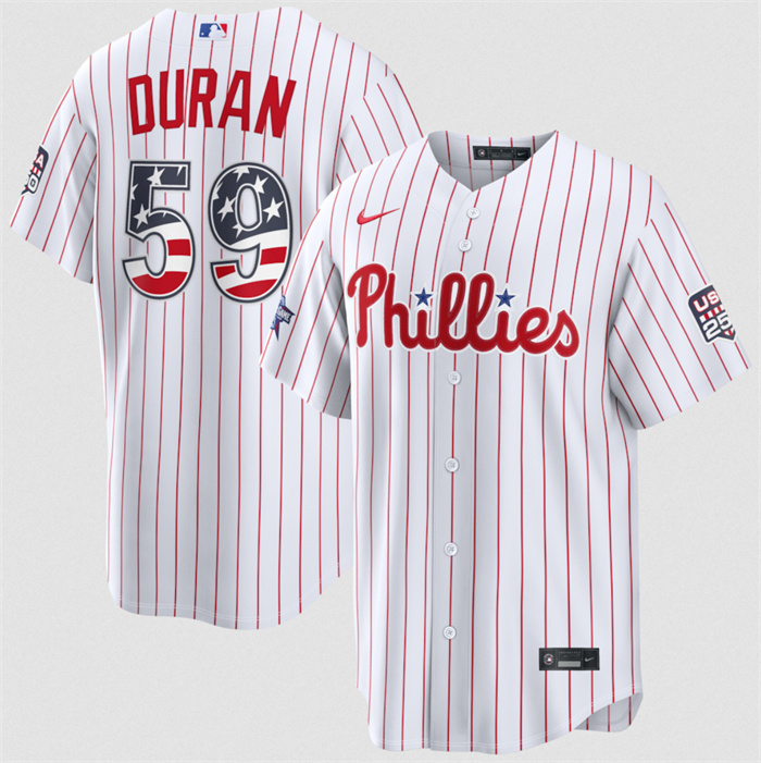 Men's Philadelphia Phillies #59 Jhoan Duran White 2026 All-Star Edition Stars & Stripes Stadium Pick-A-Player Stitched Baseball Jersey
