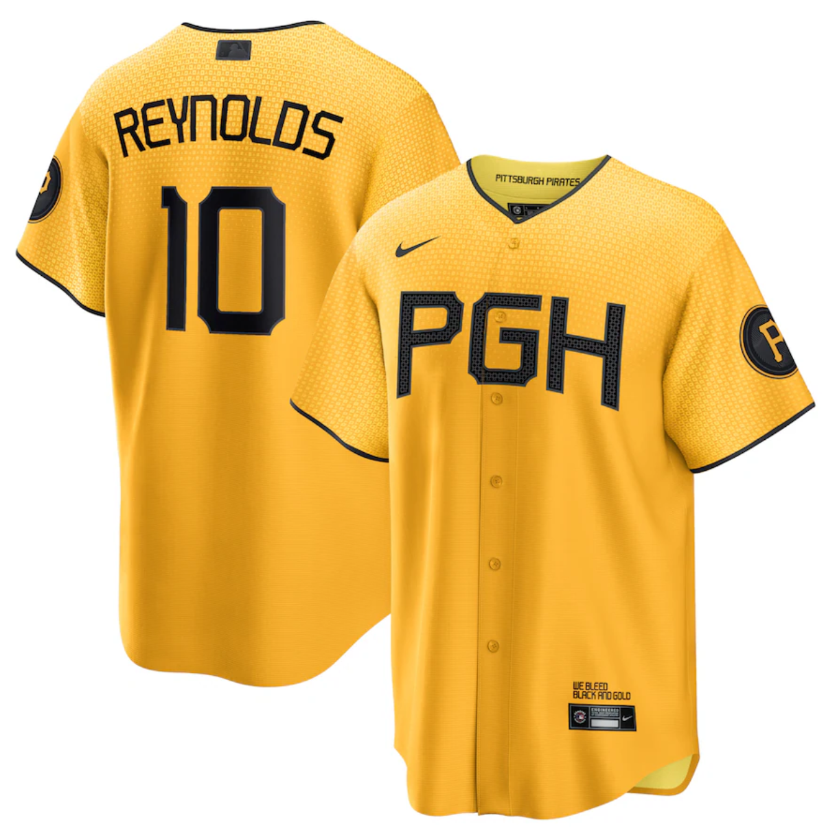 Men's Pittsburgh Pirates #10 Bryan Reynolds Gold 2023 City Connect Stitched Jersey