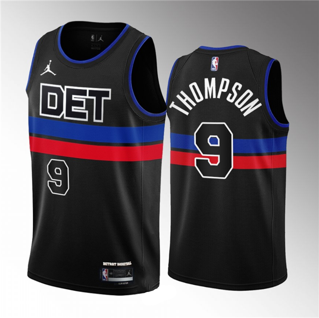 Men's Detroit Pistons #9 Ausar Thompson Black 2022/23 Statement Edition Stitched Basketball Jersey