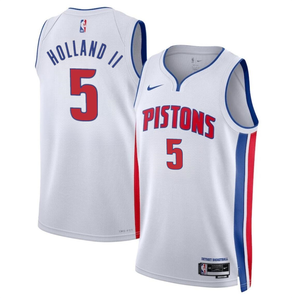 Men's Detroit Pistons #5 Ron Holland II White 2024 Draft Association Edition Stitched Jersey Men's Detroit Pistons #5 Ron Holland II White 2024 Draft Association Edition Stitched Jersey