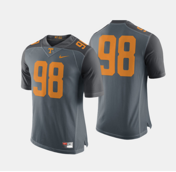 Men's Tennessee Volunteers #98 Gray College Football Stitched Jersey