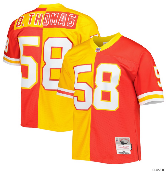 Kansas City Chiefs Derrick Thomas #58 Mitchell & Ness Red/Gold 1994 Split Legacy Jersey