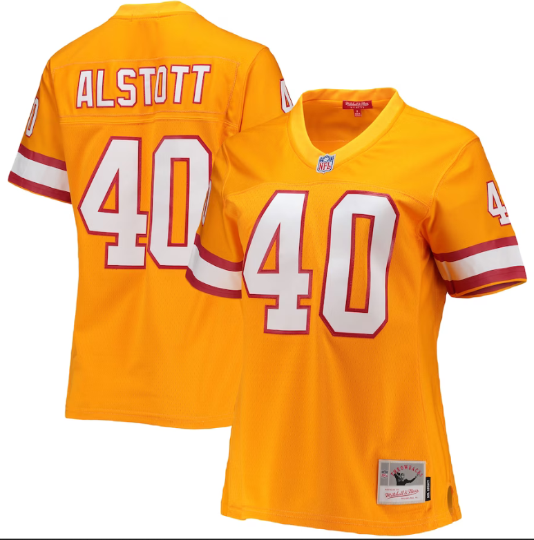 Women's Tampa Bay Buccaneers Mike Alstott Mitchell & Ness Orange Legacy Player Jersey(Run Small)