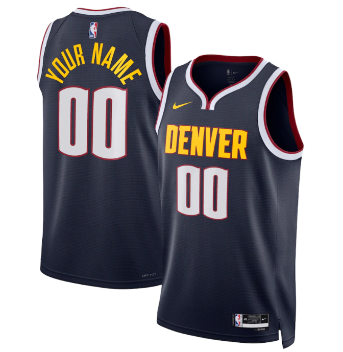 Youth Denver Nuggets Custom Navy Icon Edition Stitched Jersey
