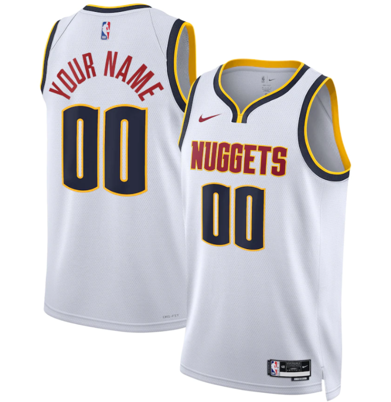 Youth Denver Nuggets Custom White Stitched Basketball Jersey