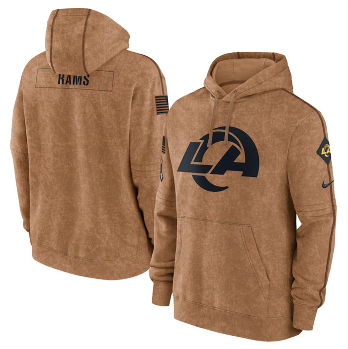 Men's Los Angeles Rams 2023 Brown Salute to Service Pullover Hoodie Men's Los Angeles Rams 2023 Brown Salute to Service Pullover Hoodie