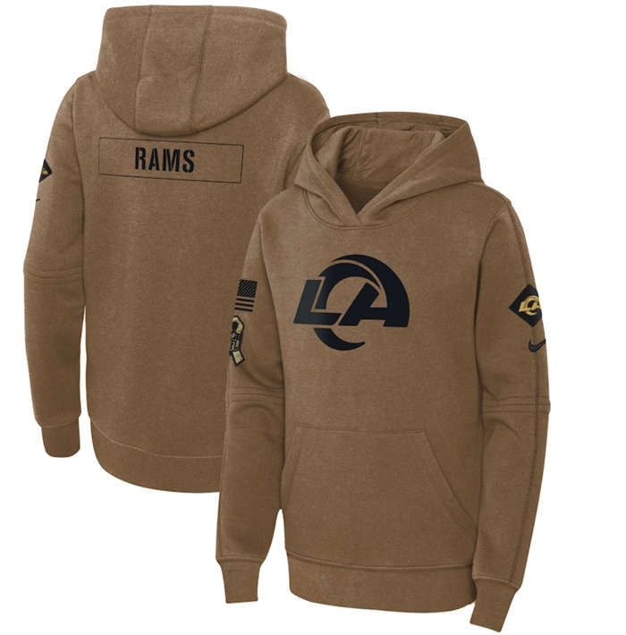 Youth Los Angeles Rams 2023 Brown Salute to Service Pullover Hoodie