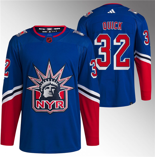 Men's New York Rangers #32 Jonathan Quick Blue Reverse Retro Stitched Jersey Men's New York Rangers #32 Jonathan Quick Blue Reverse Retro Stitched Jersey