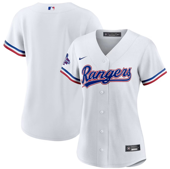 Women's Texas Rangers Blank White 2023 World Series Champions Stitched Baseball Jersey(Run Small) Women's Texas Rangers Blank White 2023 World Series Champions Stitched Baseball Jersey(Run Small)