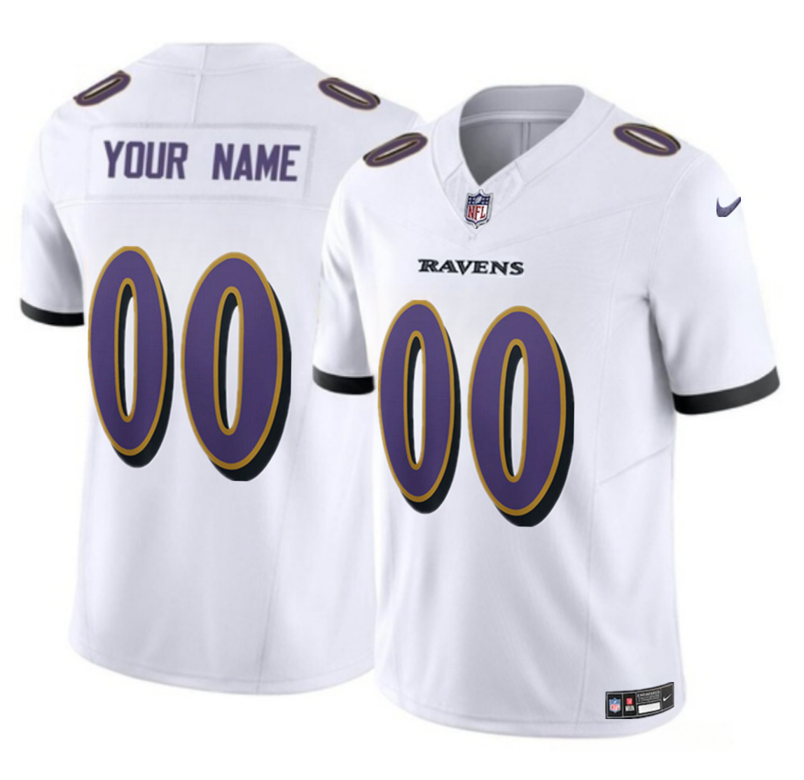 Youth Baltimore Ravens Active Player Custom White 2023 F.U.S.E Alternate Vapor Untouchable Limited Football Jersey
