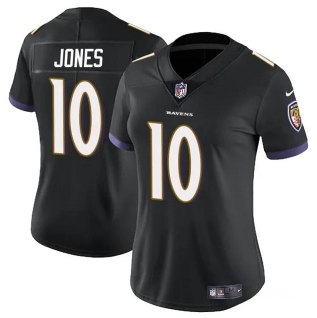 Women's Baltimore Ravens #10 Emory Jones Black Vapor Football Jersey(Run Small)
