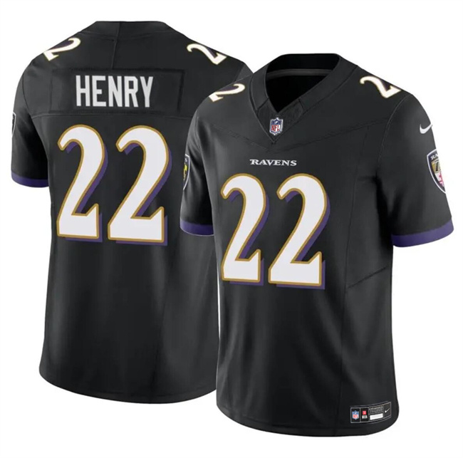 Youth Baltimore Ravens #22 Derrick Henry Black 2023 F.U.S.E. Stitched Game Jersey