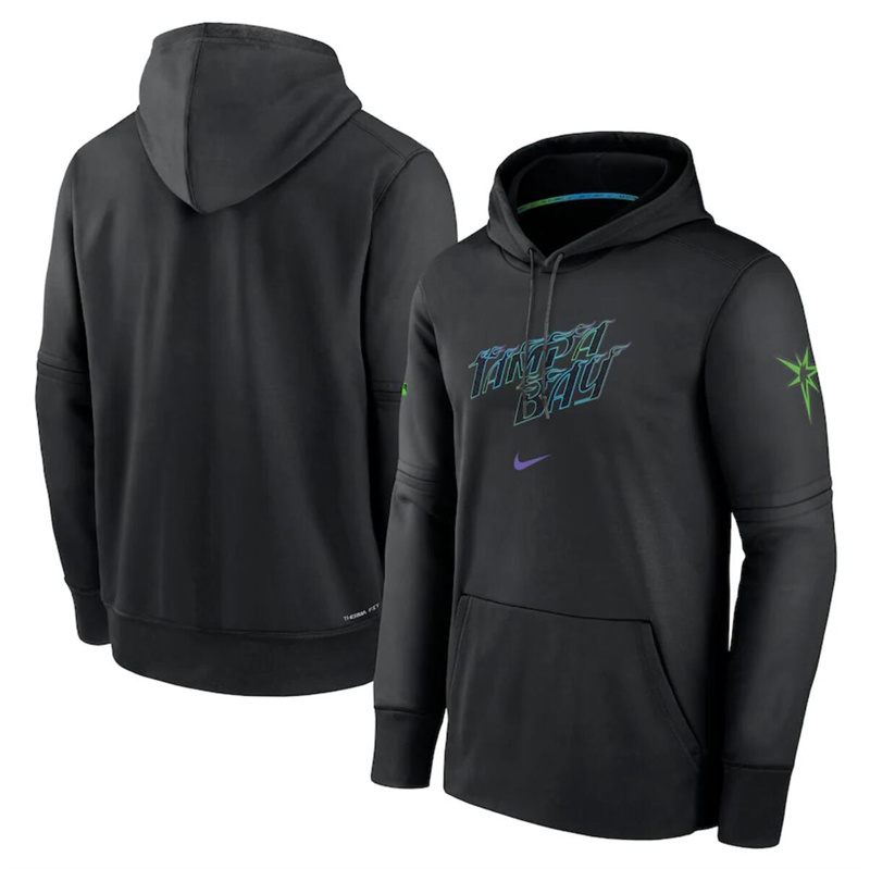 Men's Tampa Bay Rays Black 2024 City Connect Collection Practice Performance Pullover Hoodie