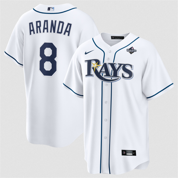 Men's Tampa Bay Rays #8 Jonathan Aranda White 2026 World Series Home Cool Base Stitched Baseball Jersey