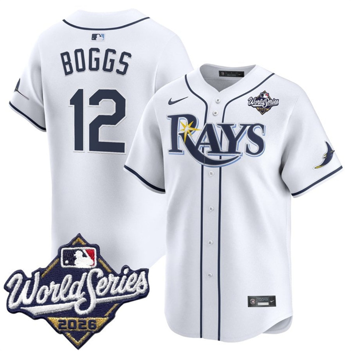 Men's Tampa Bay Rays #12 Wade Boggs White 2026 World Series Home Limited Stitched Baseball Jersey