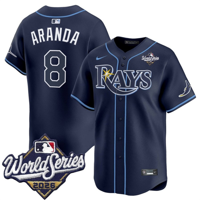 Men's Tampa Bay Rays #8 Jonathan Aranda Navy 2026 World Series Limited Stitched Baseball Jersey